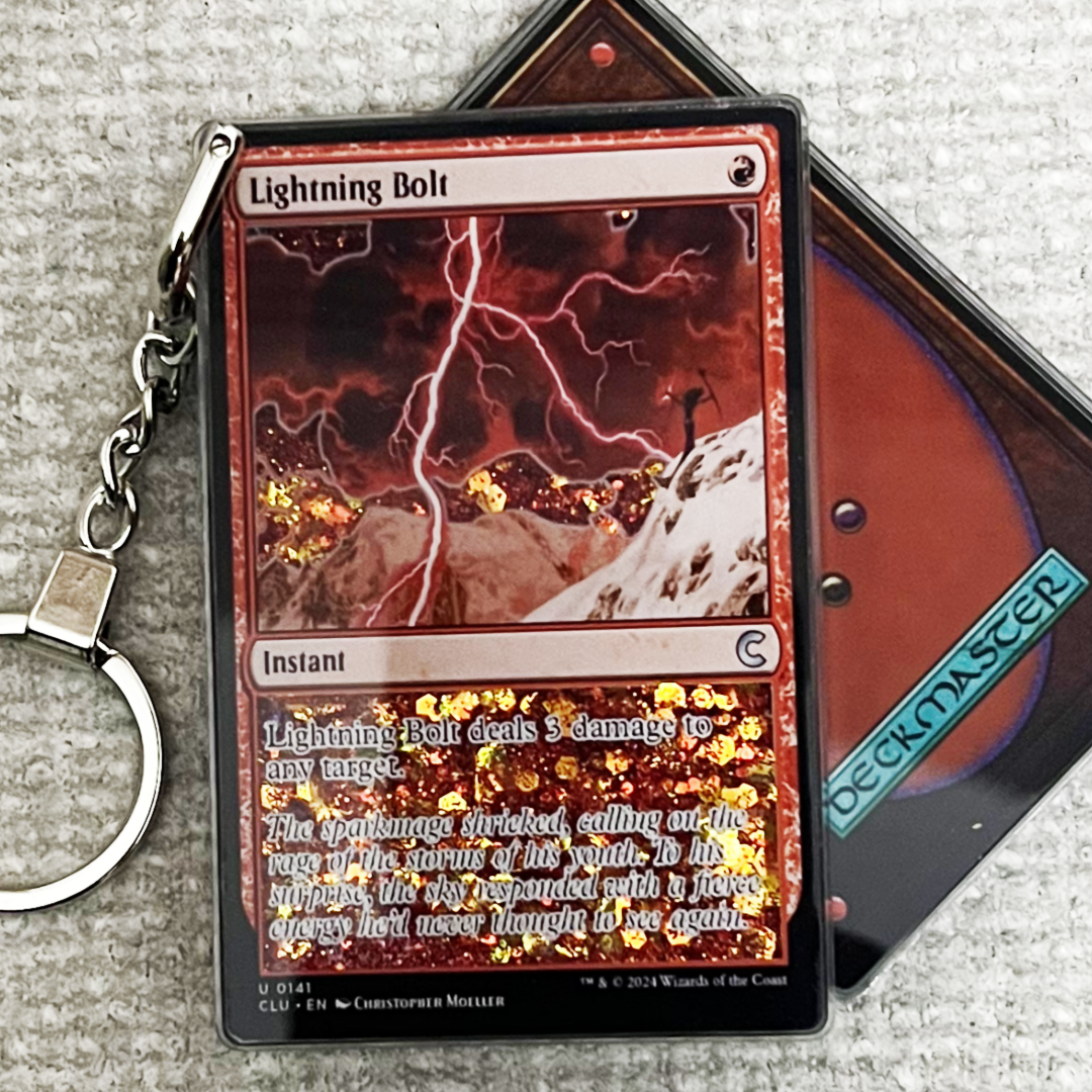 Lightning Bolt Magic the Gathering Card Quicksand Keychain
