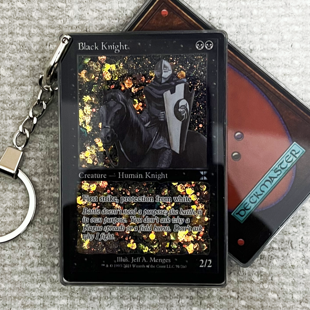 Black Knight. Magic the Gathering Card Quicksand Keychain