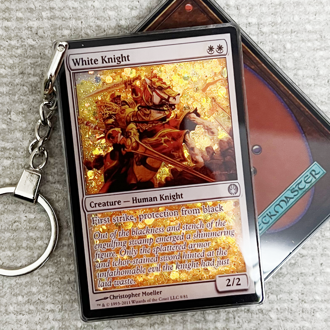 White Knight Magic the Gathering Card Quicksand Keychain
