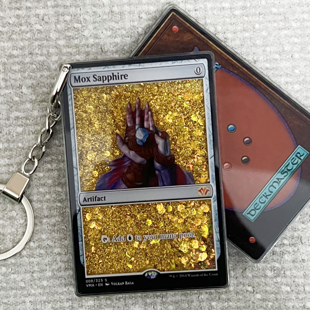 Mox Sapphire Magic the Gathering Card Quicksand Keychain