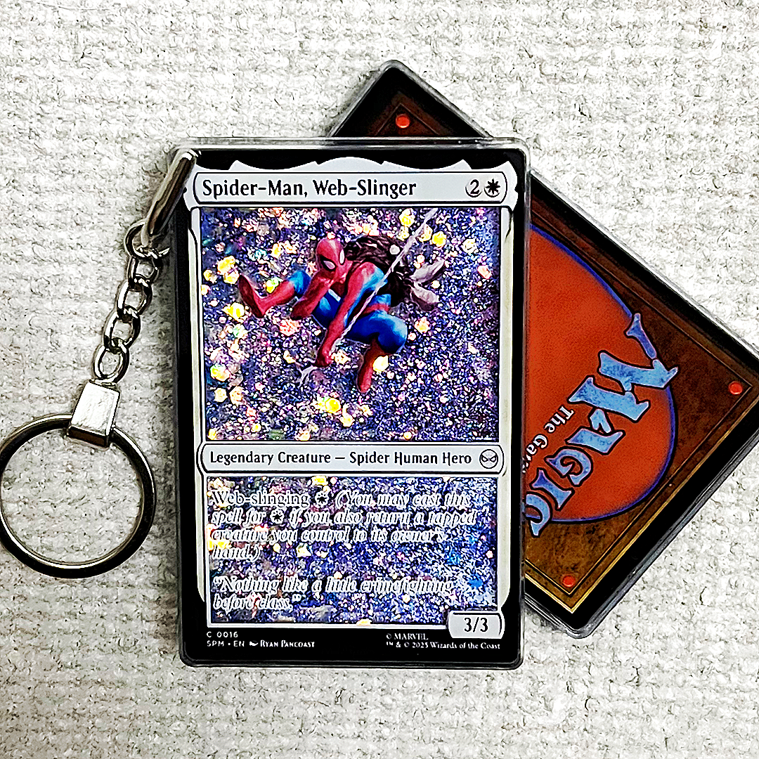 Spider-Man, Web-Slinger Magic the Gathering Card Quicksand Keychain