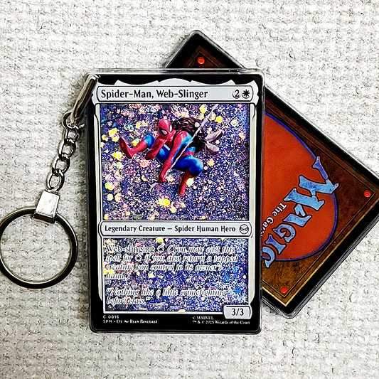 Spider-Man, Web-Slinger Magic the Gathering Card Quicksand Keychain