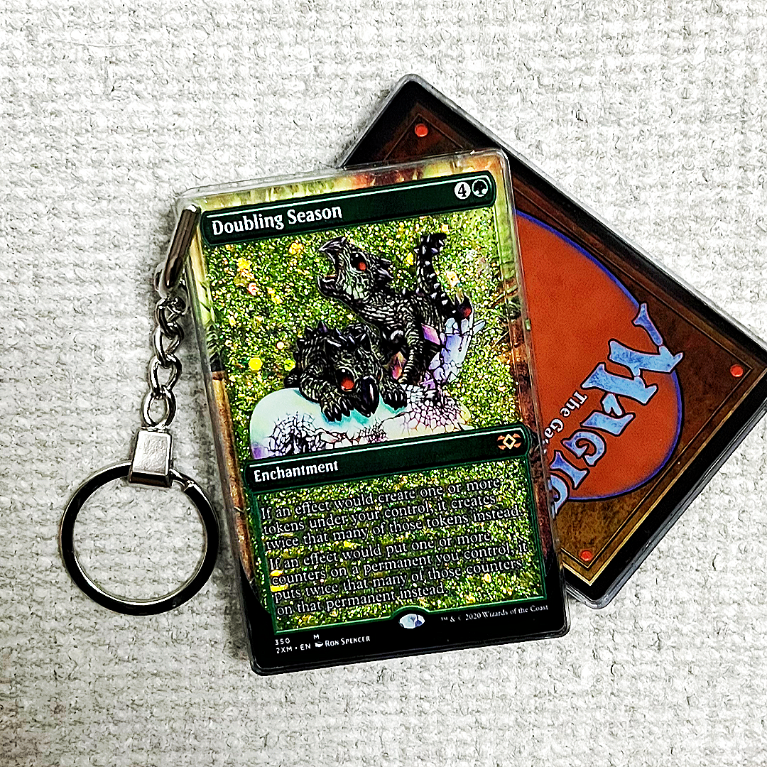 Doubling Season Magic the Gathering Card Quicksand Keychain