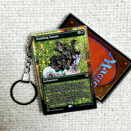 Doubling Season Magic the Gathering Card Quicksand Keychain