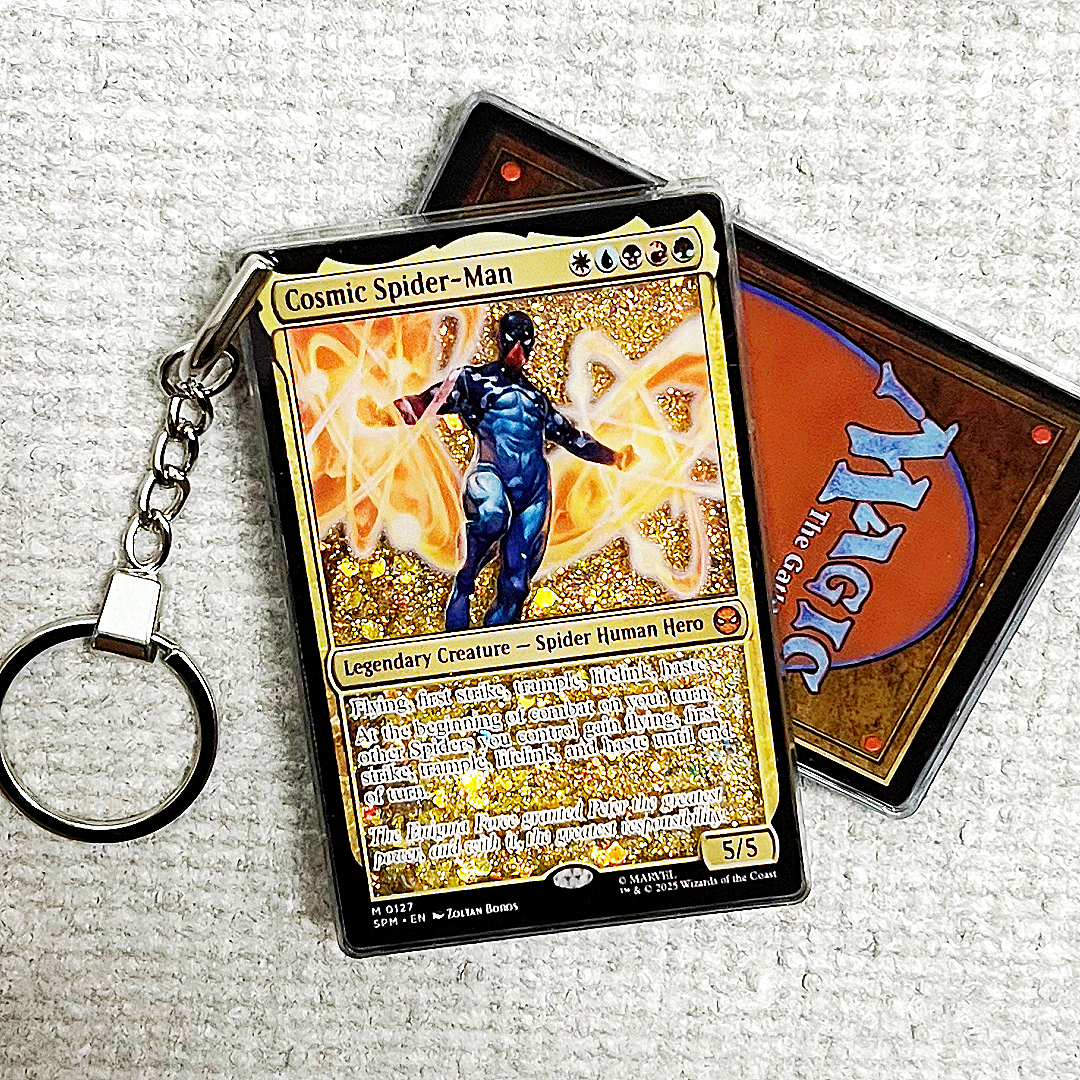 Cosmic Spider-Man Card Quicksand Keychain