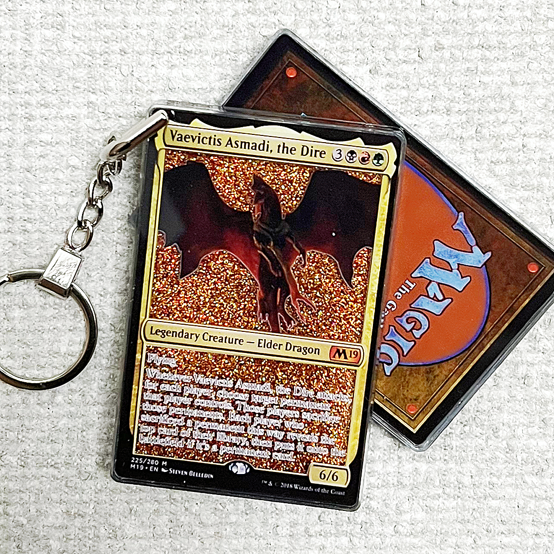Vaevictis Asmadi, the Dire Magic the Gathering Card Quicksand Keychain