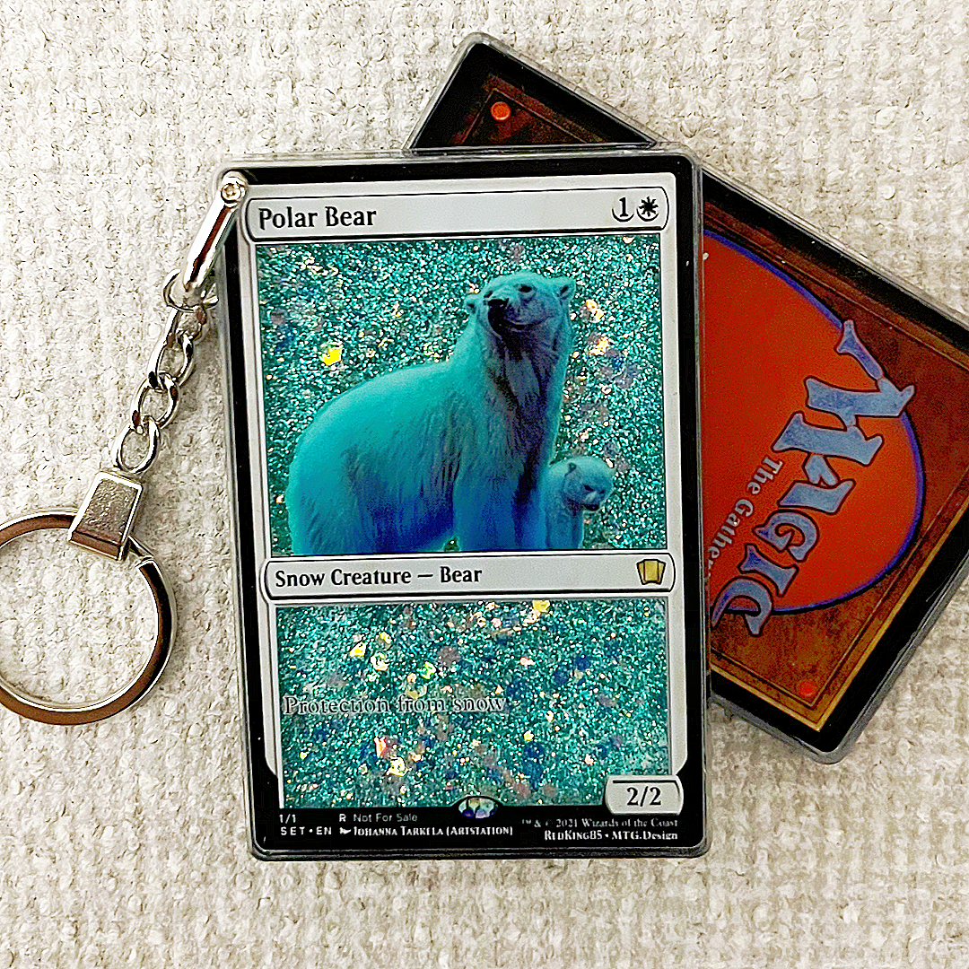 Polar Bear Magic the Gathering Card Quicksand Keychain