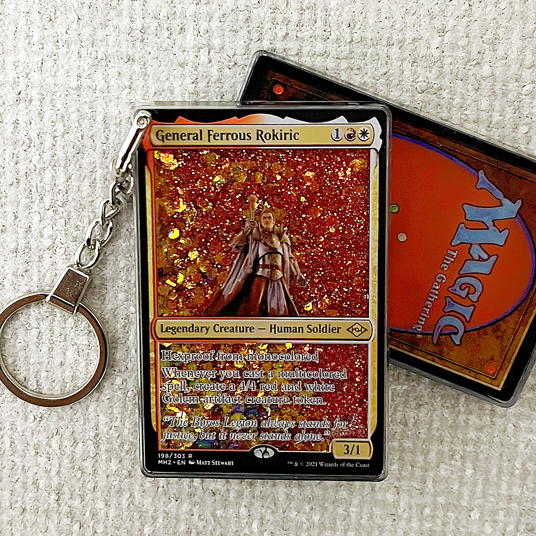 General Ferrous Rokiric Magic the Gathering Card Quicksand Keychain