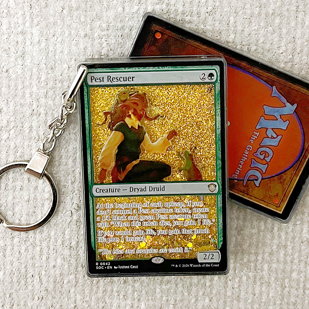 Pest Rescuer Magic the Gathering Card Quicksand Keychain