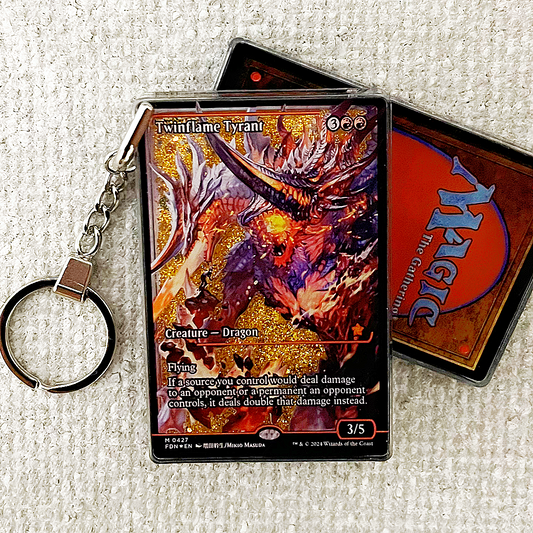 Twinflame Tyrant Magic the Gathering Card Quicksand Keychain