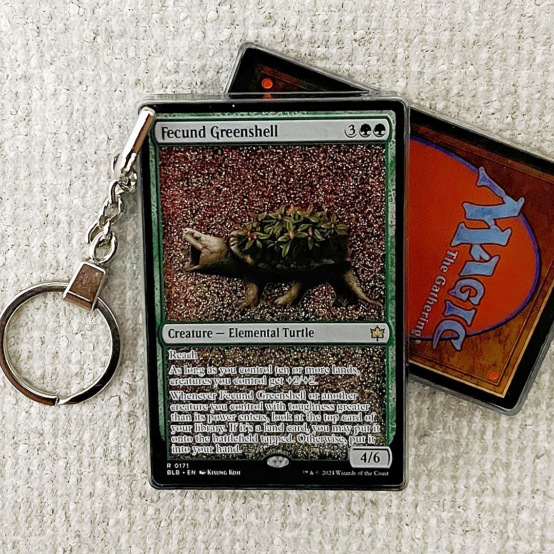 Fecund Greenshell Magic the Gathering Card Quicksand Keychain