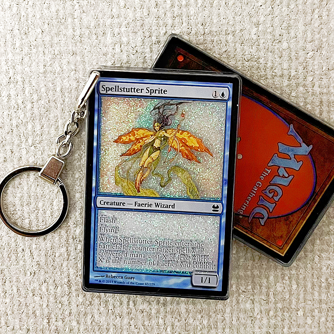 Spellstutter Sprite Magic the Gathering Card Quicksand Keychain