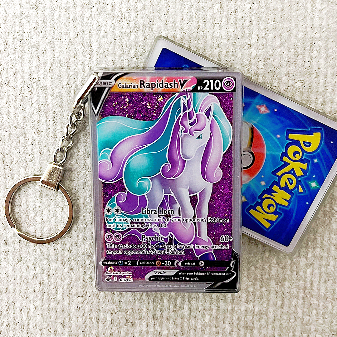 Galarian Rapidash V Card Quicksand Keychain