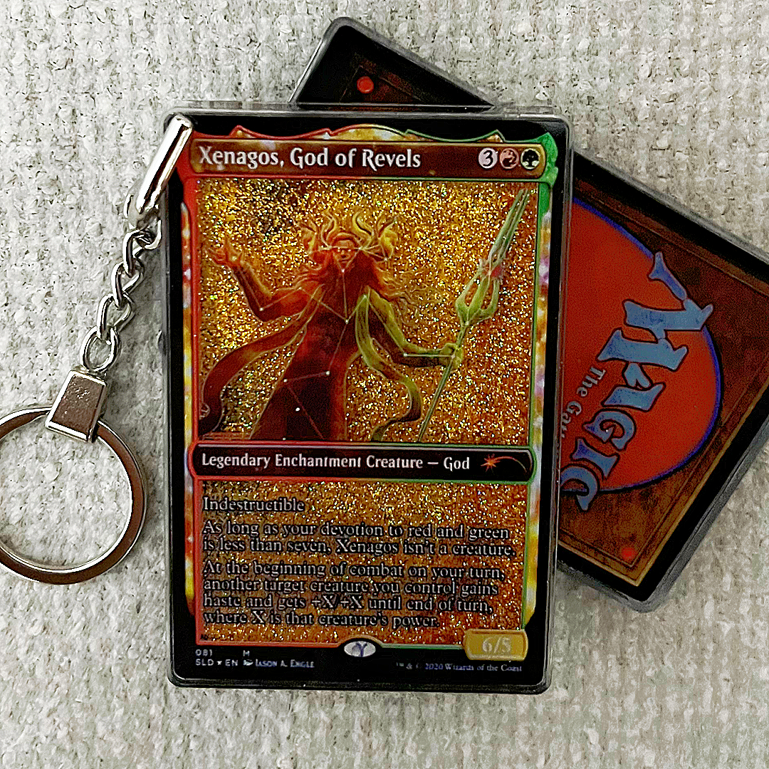 Xenagos, God of Revels Magic the Gathering Card Quicksand Keychain