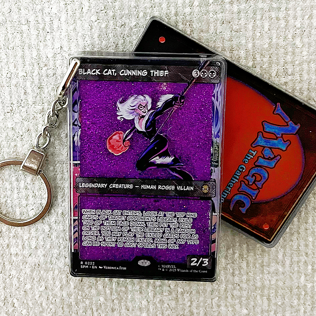 BLACK CAT, CUNNING THIEF Card Quicksand Keychain