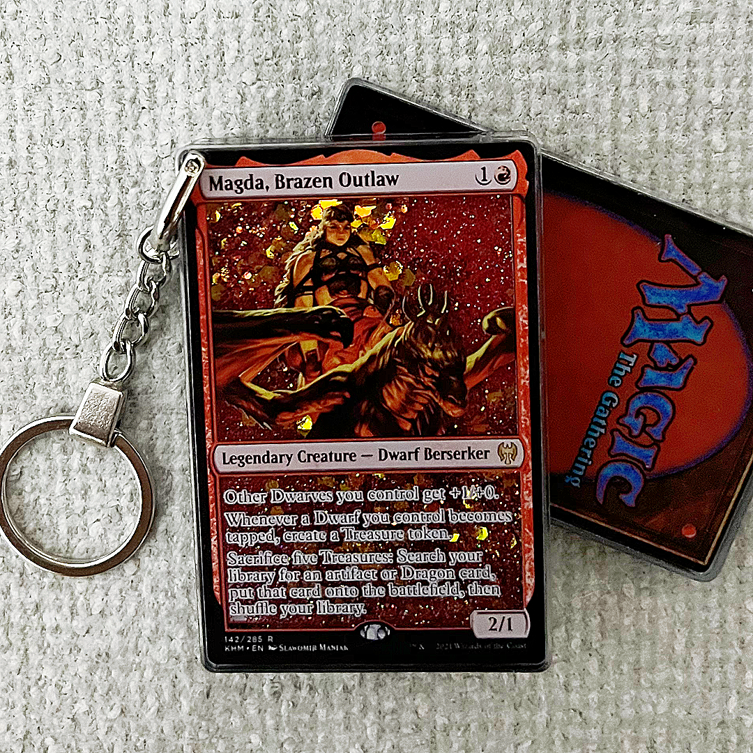 Magda, Brazen Outlaw Magic the Gathering Card Quicksand Keychain