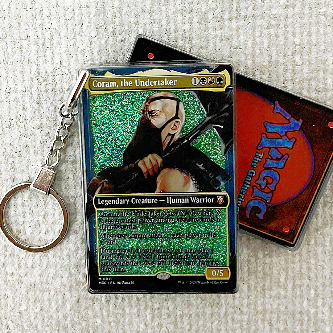 Coram, the Undertaker Magic the Gathering Card Quicksand Keychain