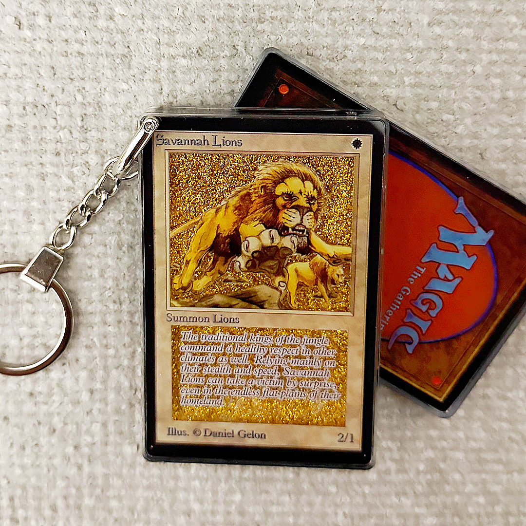 Savannah Lions Magic the Gathering Card Quicksand Keychain