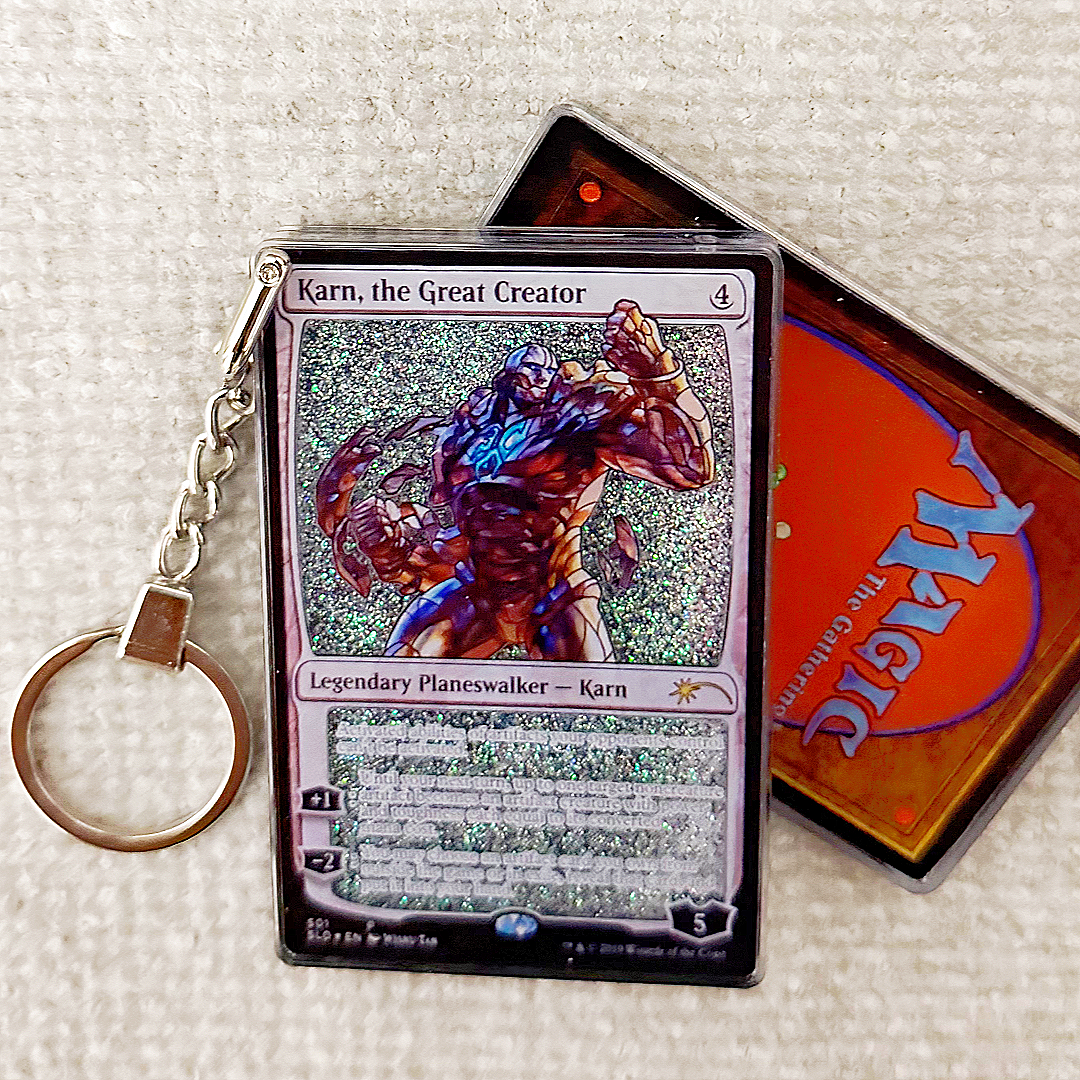 Karn, the Great Creator Magic the Gathering Card Quicksand Keychain