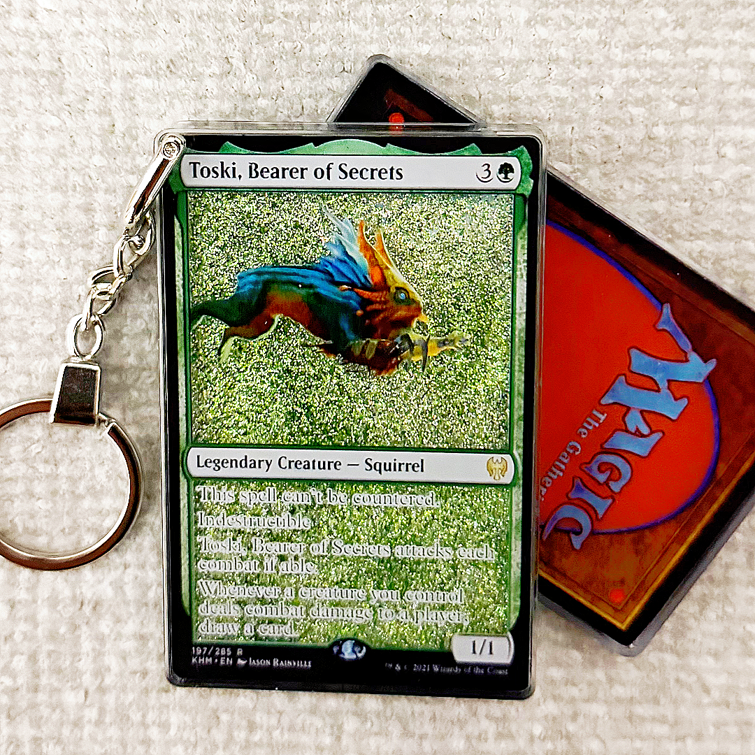 Toski, Bearer of Secrets Magic the Gathering Card Quicksand Keychain