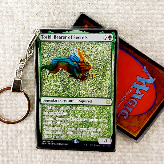 Toski, Bearer of Secrets Magic the Gathering Card Quicksand Keychain