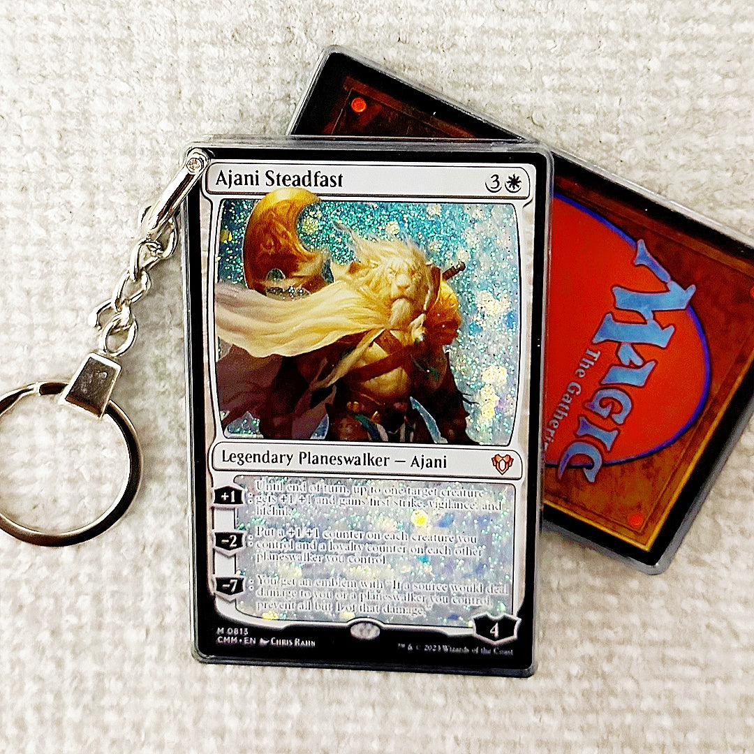 Ajani Steadfast Magic the Gathering Card Quicksand Keychain