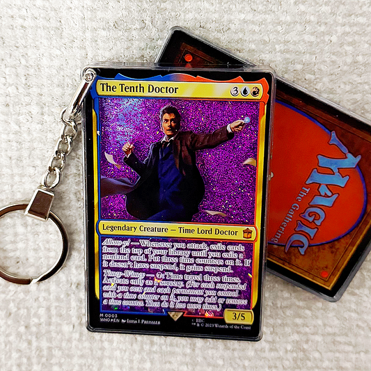The Tenth Doctor Magic the Gathering Card Quicksand Keychain