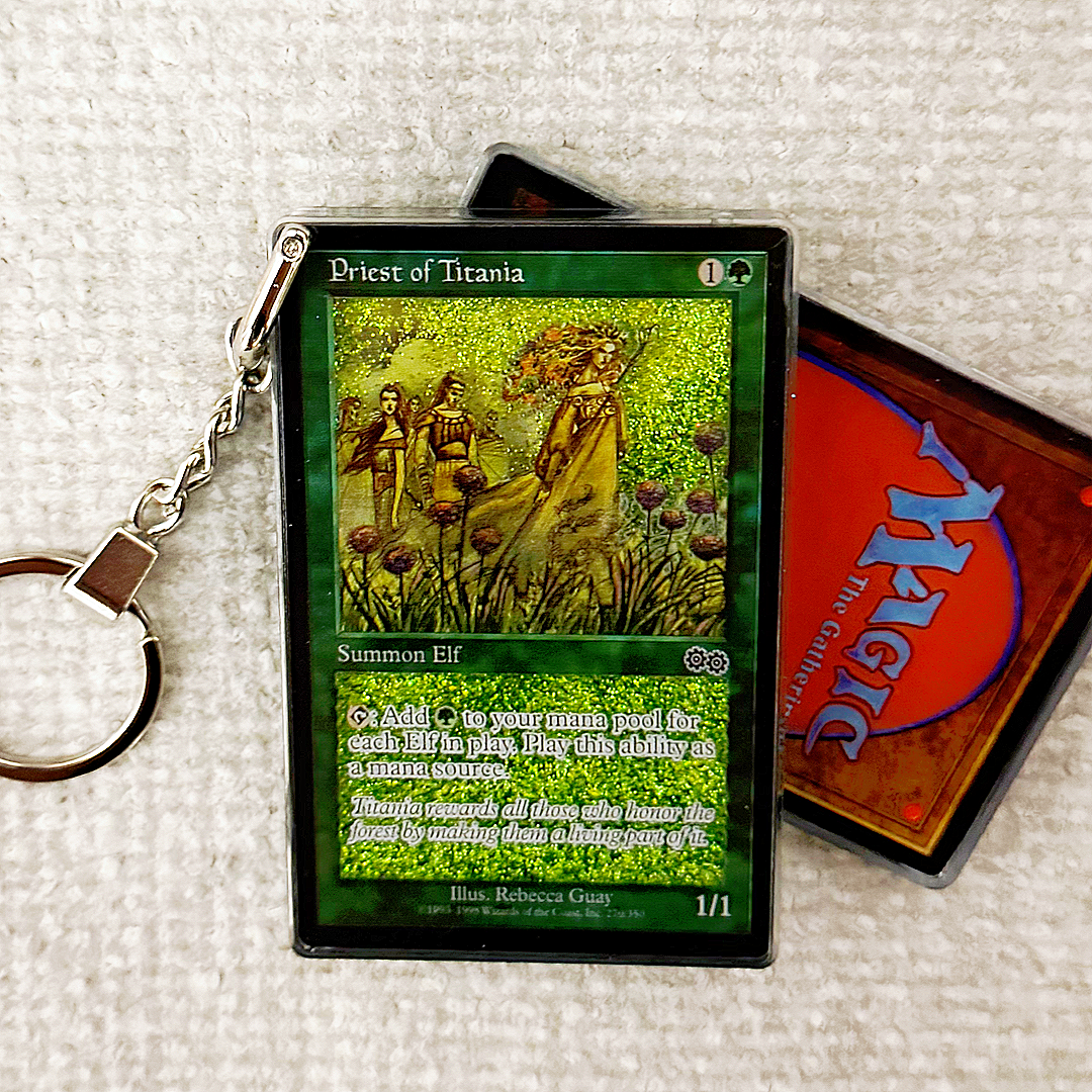 Priest of Titania Magic the Gathering Card Quicksand Keychain