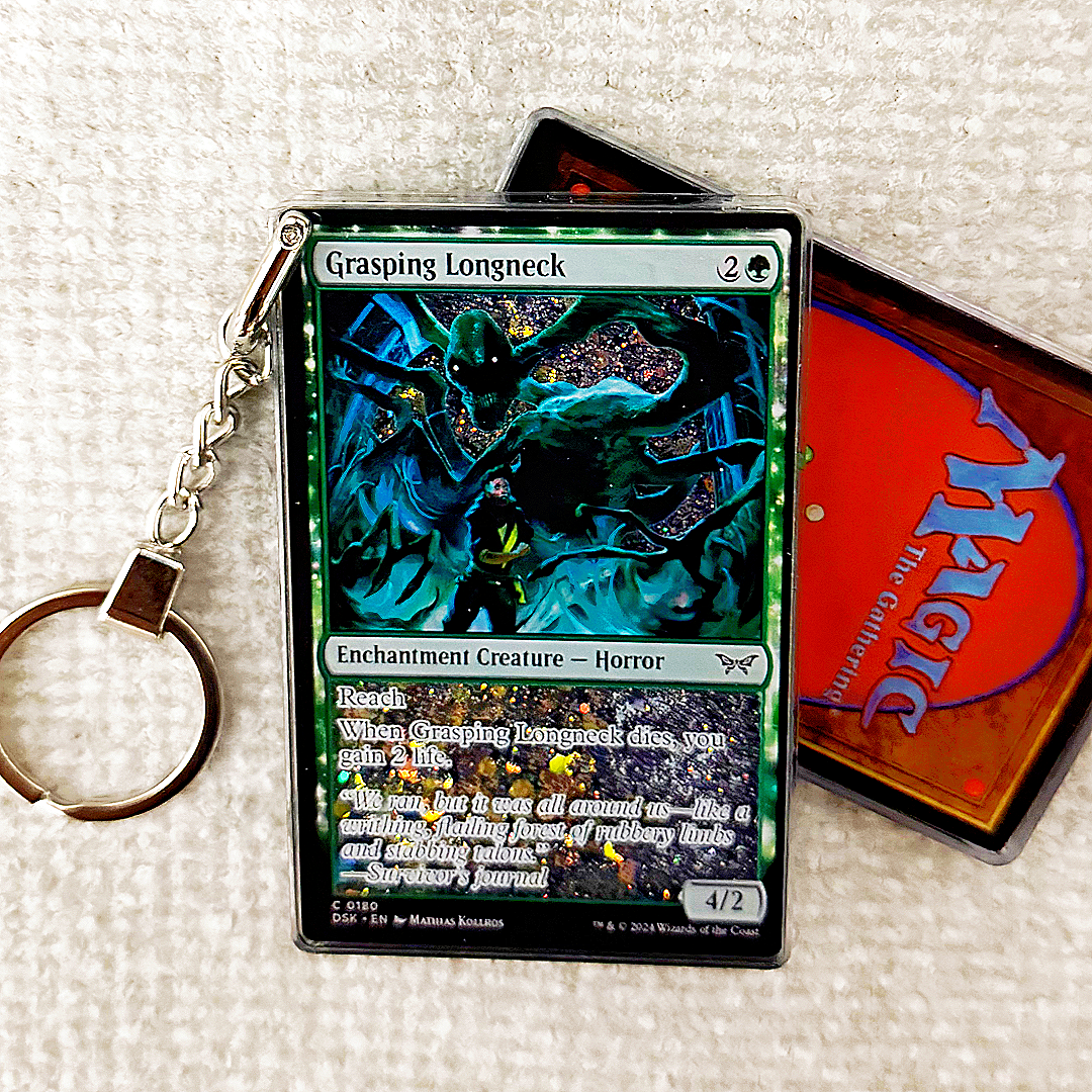 Grasping Longneck Magic the Gathering Card Quicksand Keychain