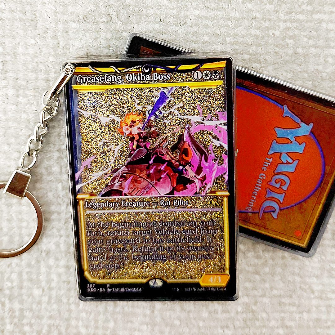 Greasefang, Okiba Boss Magic the Gathering Card Quicksand Keychain