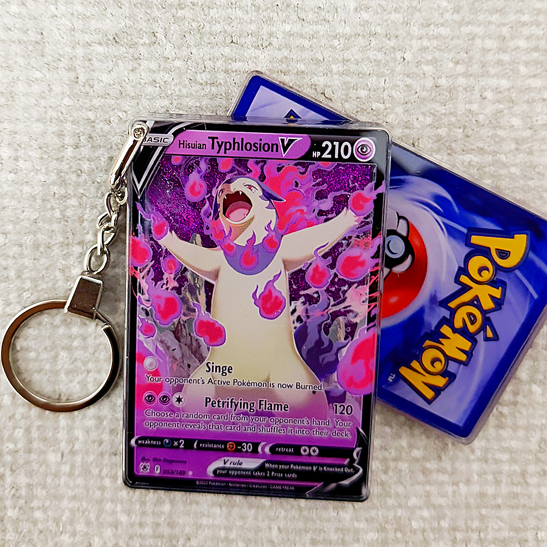 Hisuian Typhlosion V Card Quicksand Keychain