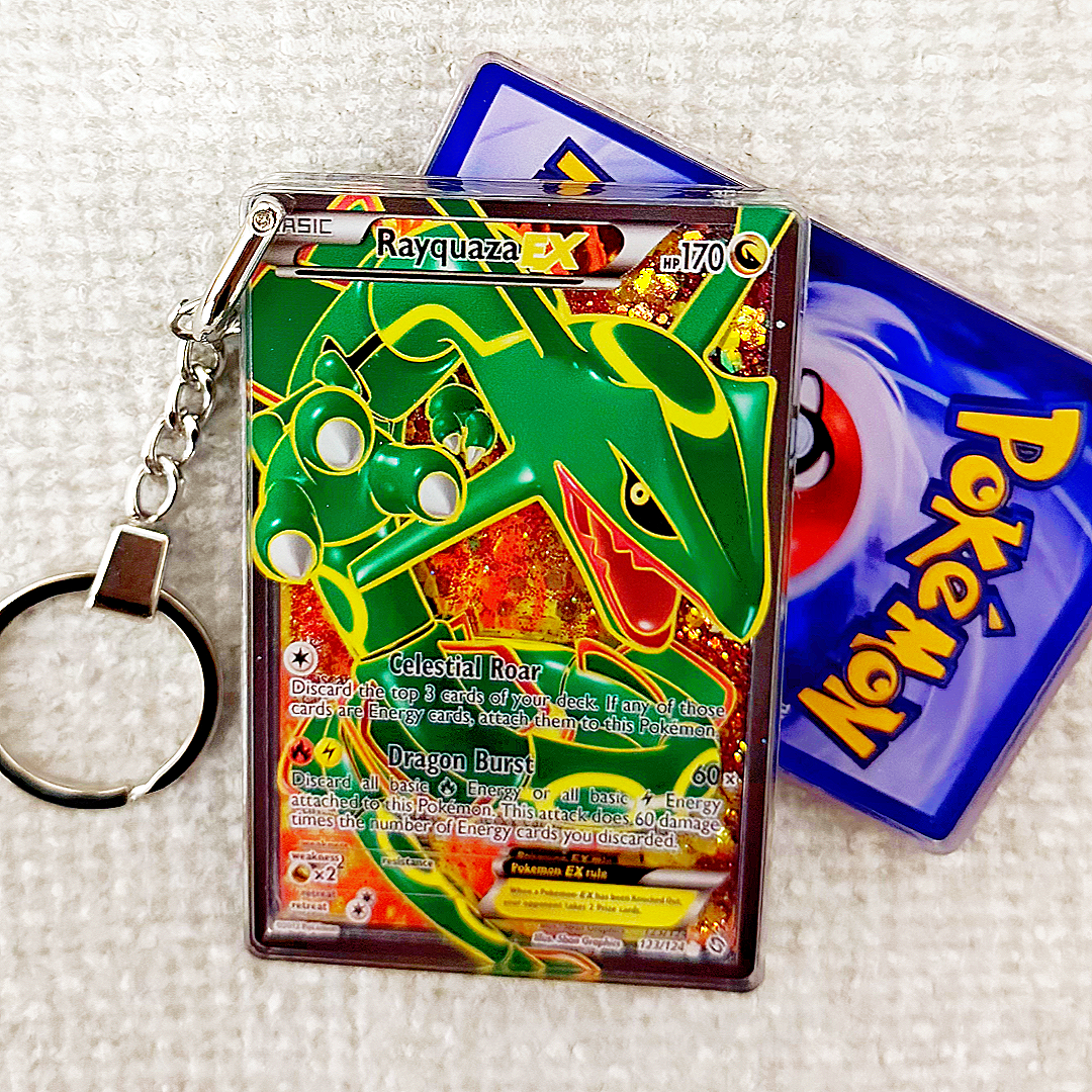 Rayquaza EX Card Quicksand Keychain