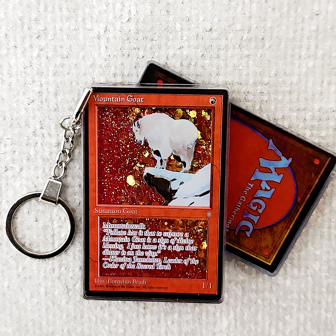 Mountain Goat Magic the Gathering Card Quicksand Keychain