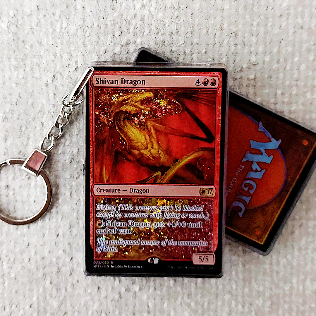 Shivan Dragon Magic the Gathering Card Quicksand Keychain