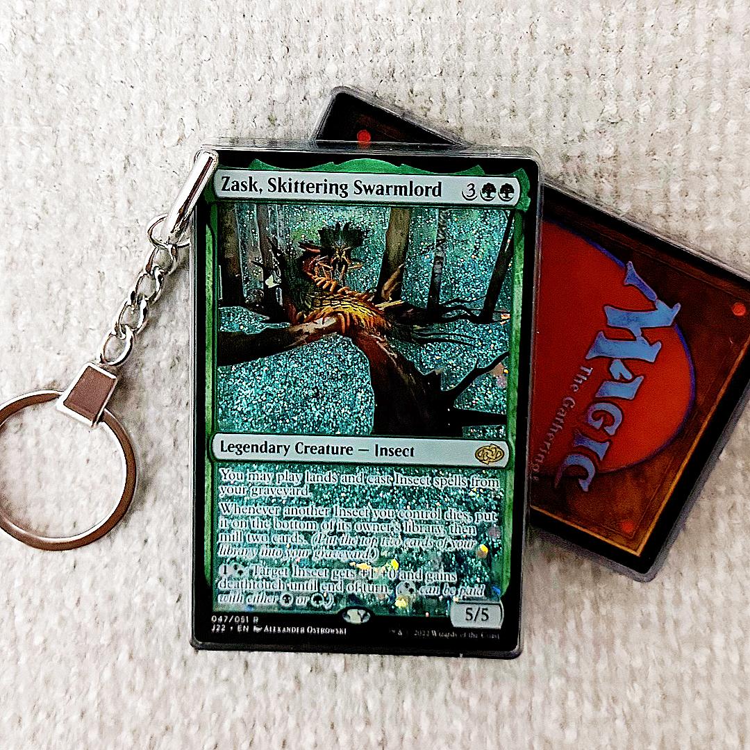 Zask, Skittering Swarmlord Magic the Gathering Card Quicksand Keychain