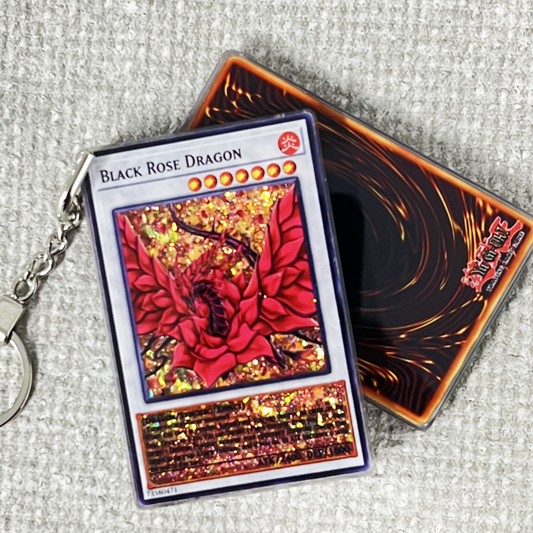 BLACK ROSE DRAGON Card Quicksand Keychain