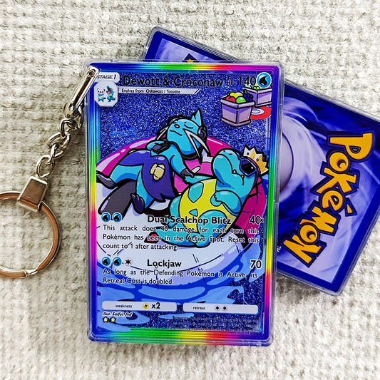 Dewott & Croconaw Card Quicksand Keychain