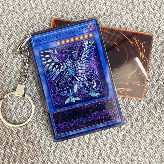 Blue-Eyes Chaos MAX Dragon Card Quicksand Keychain