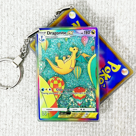 Dragonite EX Card Quicksand Keychain