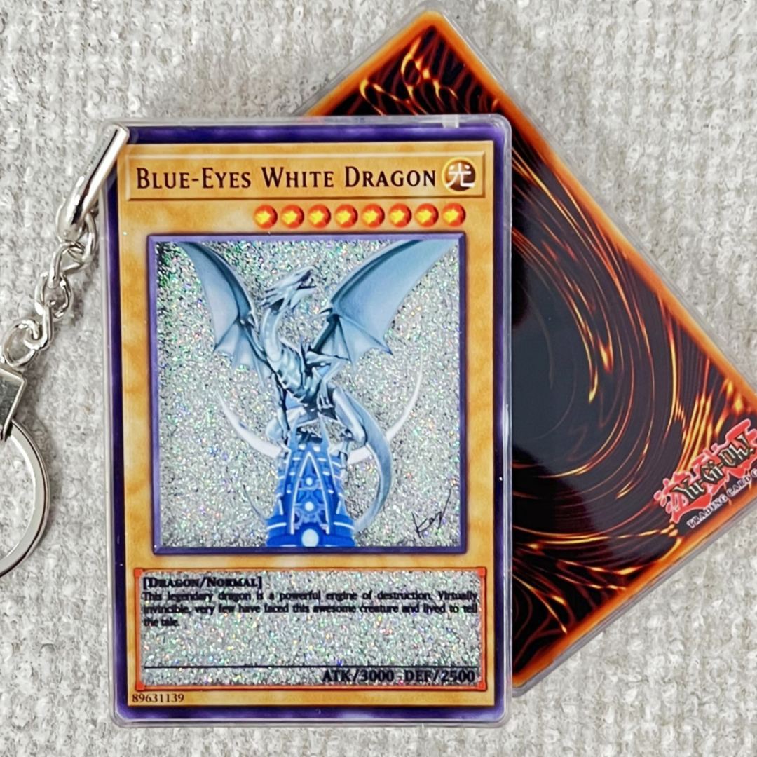 BLUE-EYES WHITE DRAGON Card Quicksand Keychain