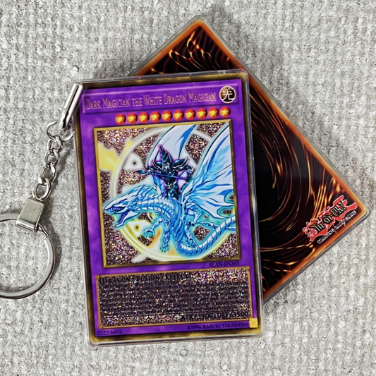 DARK MAGICIAN THE WHITE DRAGON MAGICIAN Card Quicksand Keychain