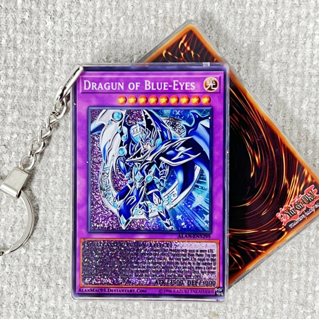 DRAGUN OF BLUE-EYES Card Quicksand Keychain