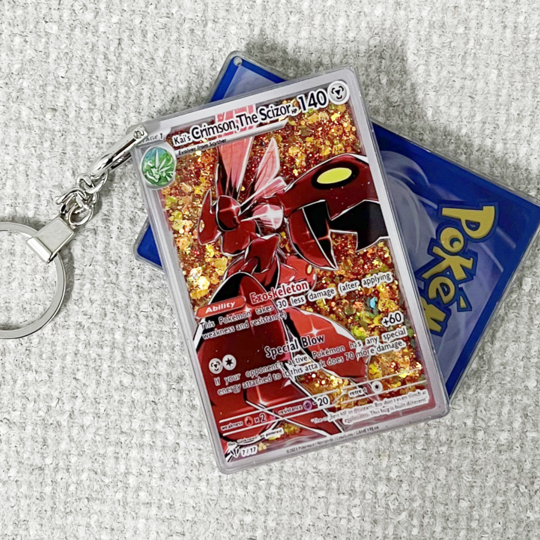 Kai's Crimson, The Scizor  Card Quicksand Keychain