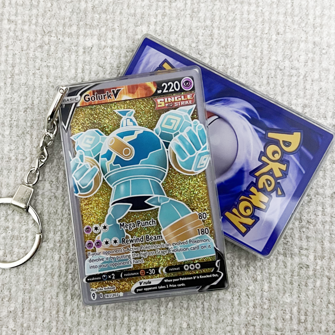 Golurk V Card Quicksand Keychain