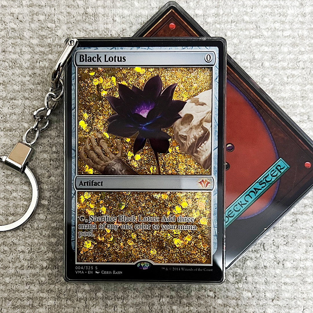 Black Lotus Card Quicksand Keychain