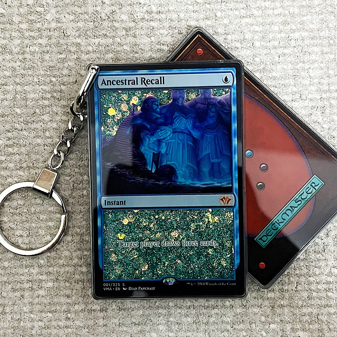 Ancestral Recall Card Quicksand Keychain