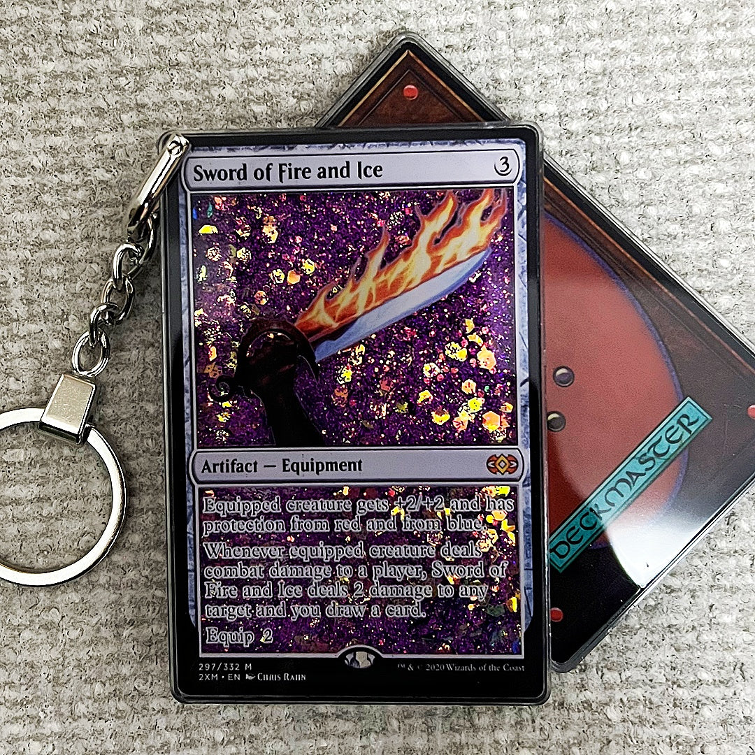 Sword of Fire and Ice Card Quicksand Keychain