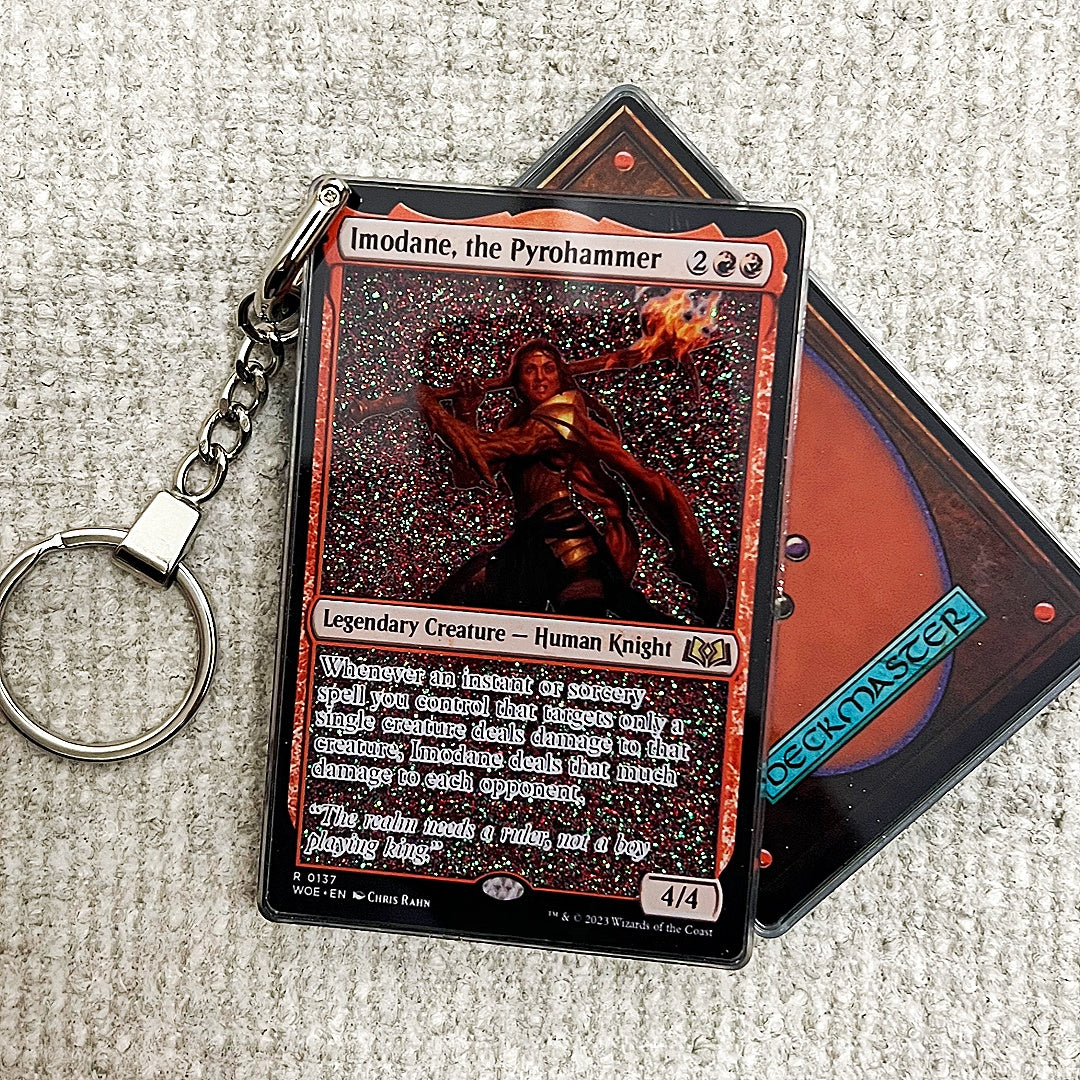 Imodane, the Pyrohammer Card Quicksand Keychain