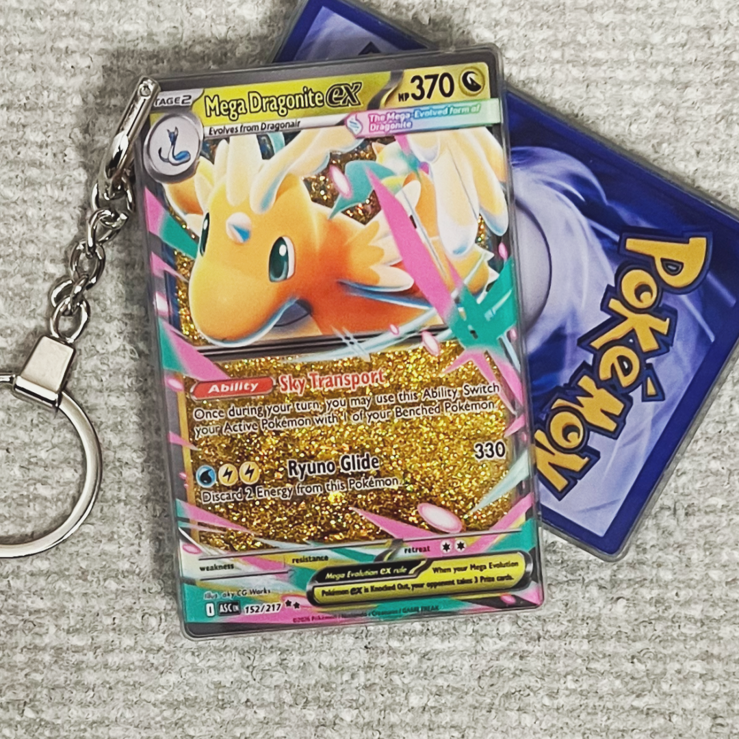 Mega Dragonite EX Card Quicksand Keychain