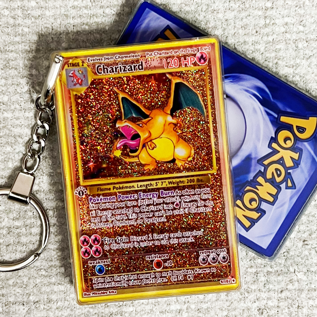 Charizard Card Quicksand Keychain